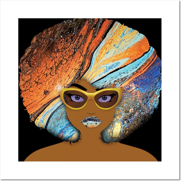Galaxy Girl Blue Afro Wall Art by FinalBeatComics